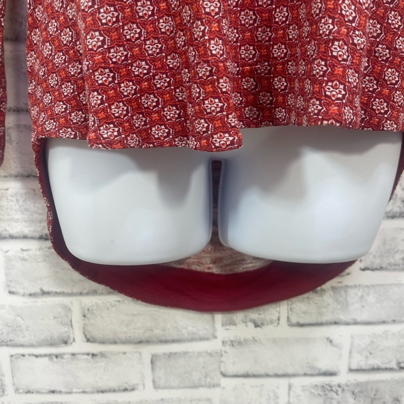 Lucky Brand Denise Tie Back Ruched Sleeves High Low Top Large - Picture 4 of 7